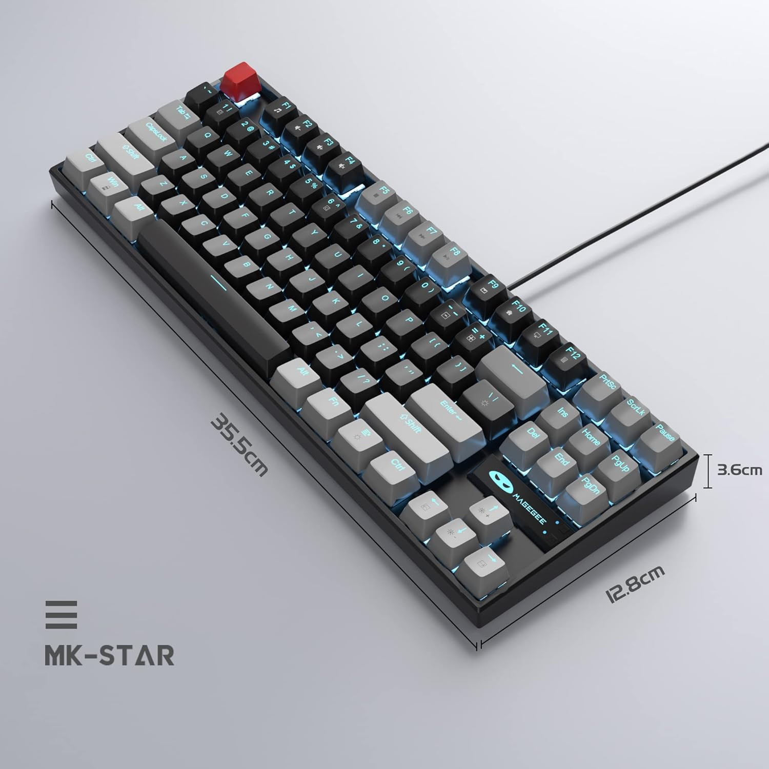 MageGee MK-STAR 87 Tuş Red Switch Gri-Siyah Kablolu Türkçe Q Mekanik Gaming Klavye