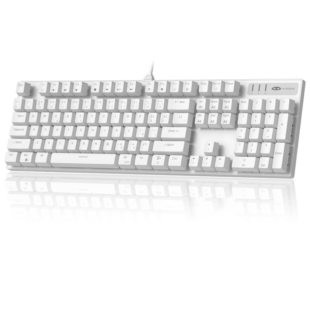 MageGee MK-STORM 104 Tuş Blue Switch Kablolu Türkçe Q Beyaz Gaming Klavye