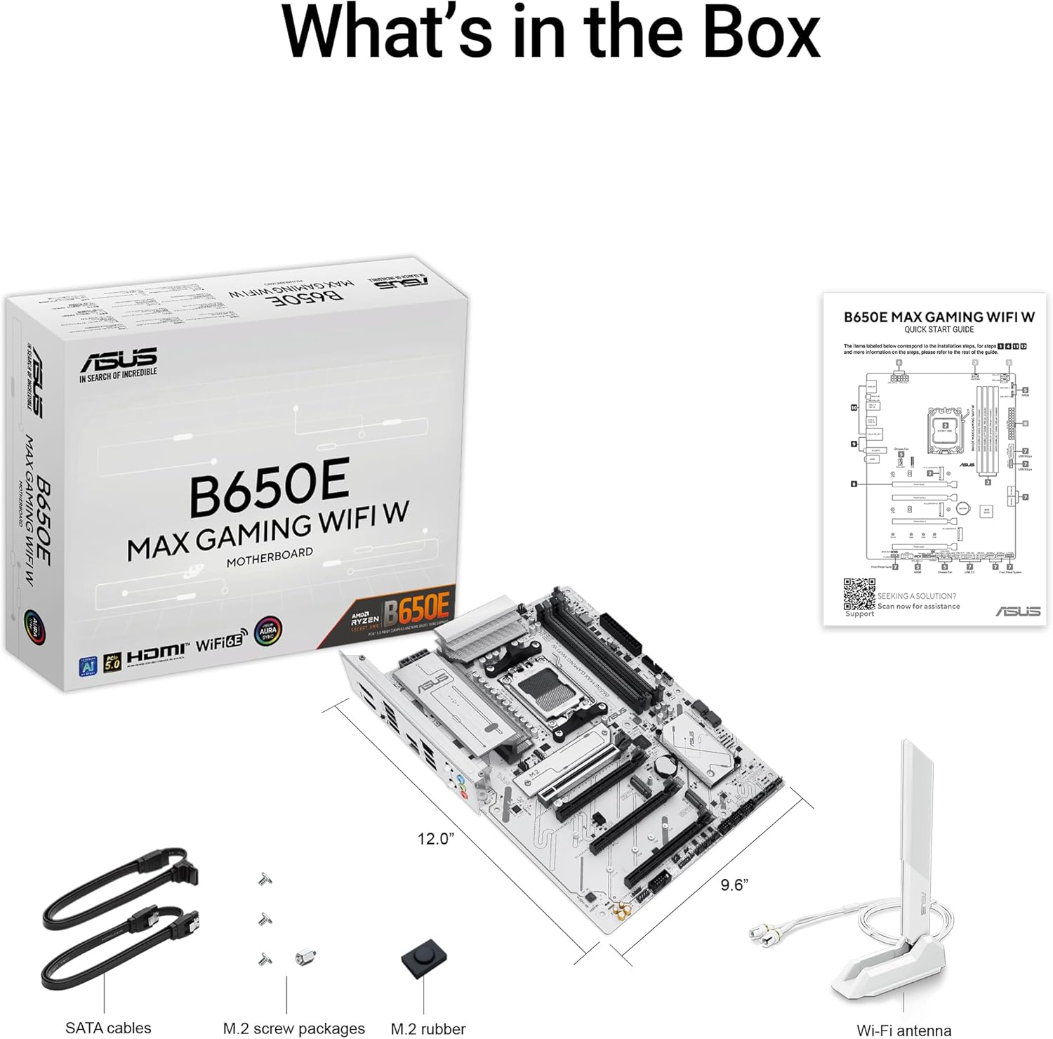 ASUS B650E MAX GAMING WIFI Beyaz AMD AM5 B650 Soket DDR5 8000+(OC)MHz ATX Gaming Anakart