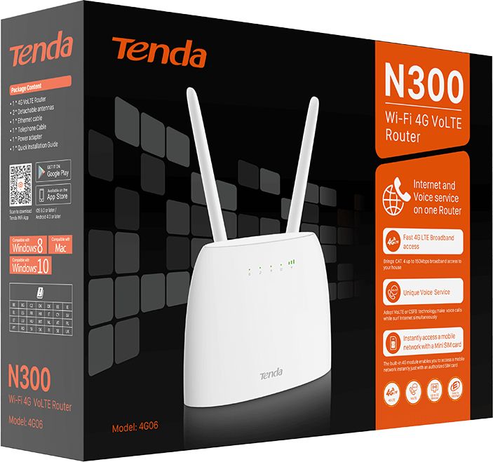 Tenda 4G06 N300 Wi-Fi 4G VoLTE Router