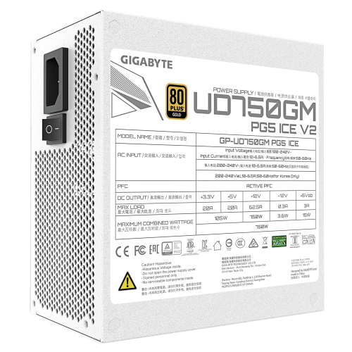 Gigabyte GP-UD750GM PG5 ICE 750W 80+ Gold PCIe 5.1 - ATX 3.1 Full Modüler Beyaz Power Supply