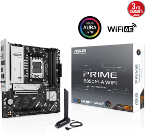 ASUS PRIME B850M-A WIFI AM5 DDR5 8000+(OC)MHz mATX Gaming (Oyuncu) Anakart