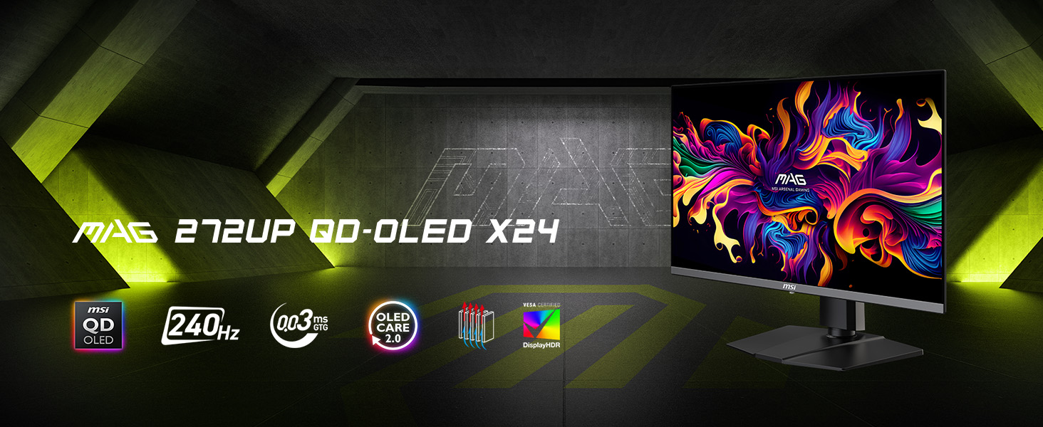 MSI MAG 272UP QD-OLED X24 26.5 240Hz 0.03Ms Adaptive Sync 4K UHD Flat Gaming (Oyuncu) Monitör