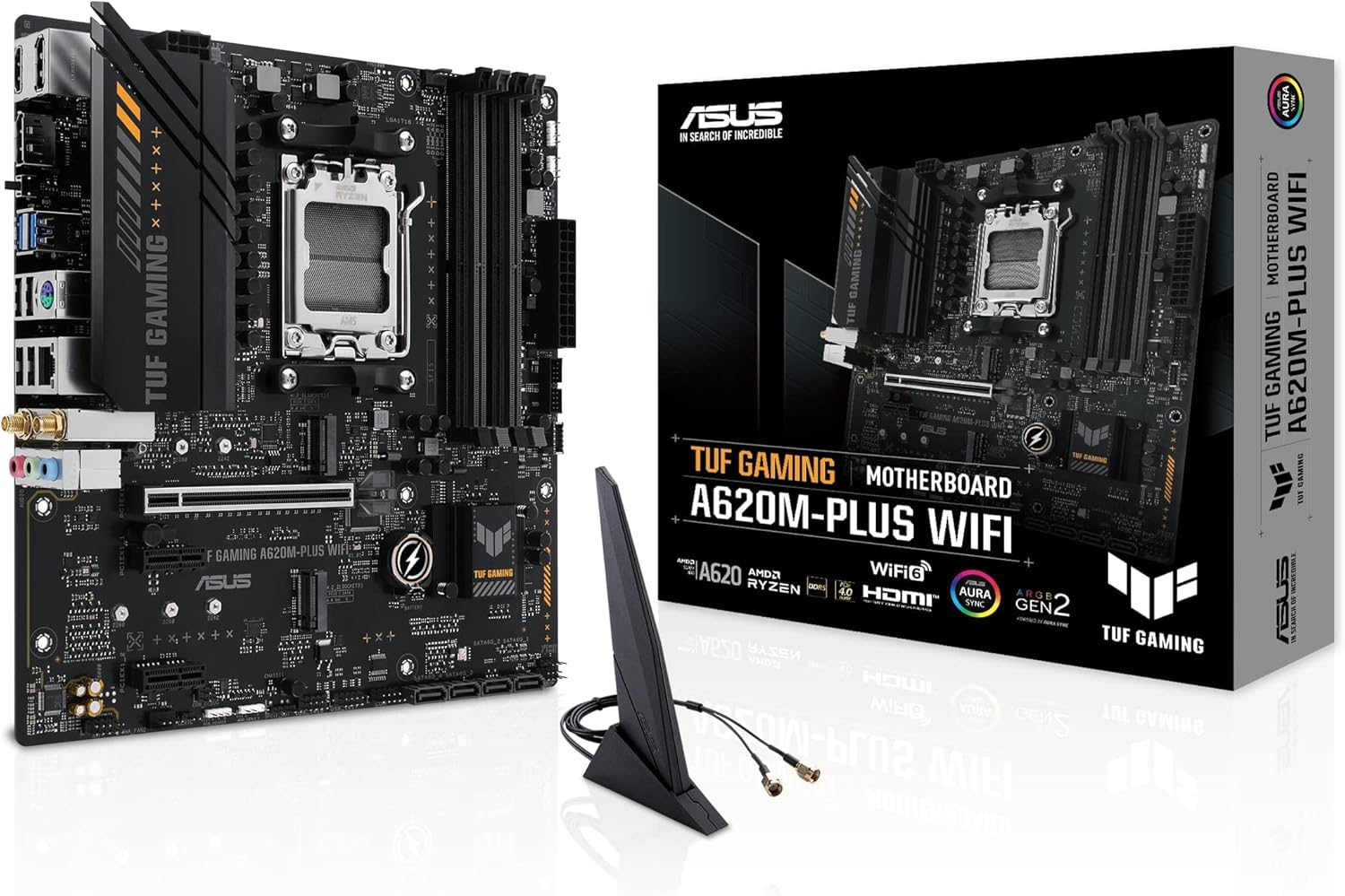 ASUS TUF Gaming A620M-PLUS WIFI AMD A620 Soket AM5 DDR5 6400(OC)MHz mATX Anakart