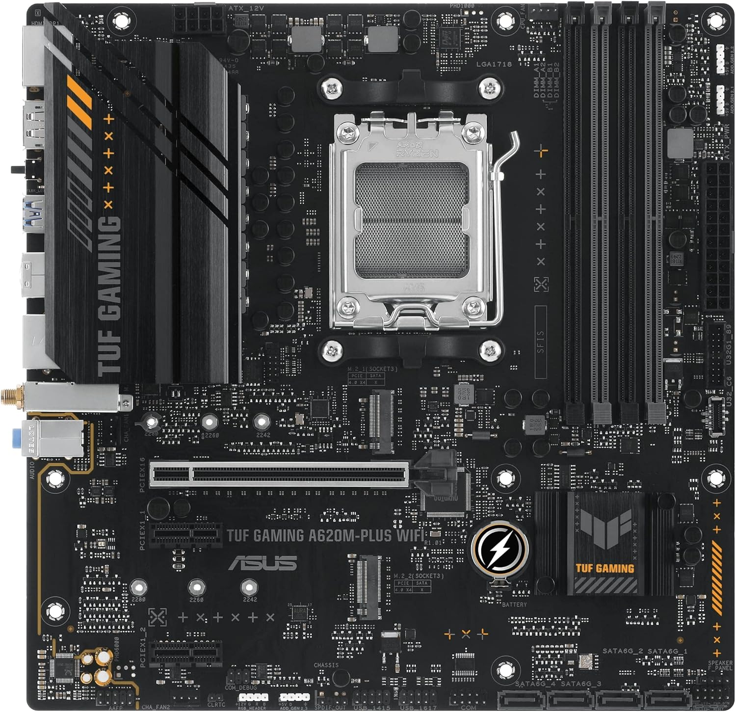 ASUS TUF Gaming A620M-PLUS WIFI AMD A620 Soket AM5 DDR5 6400(OC)MHz mATX Anakart