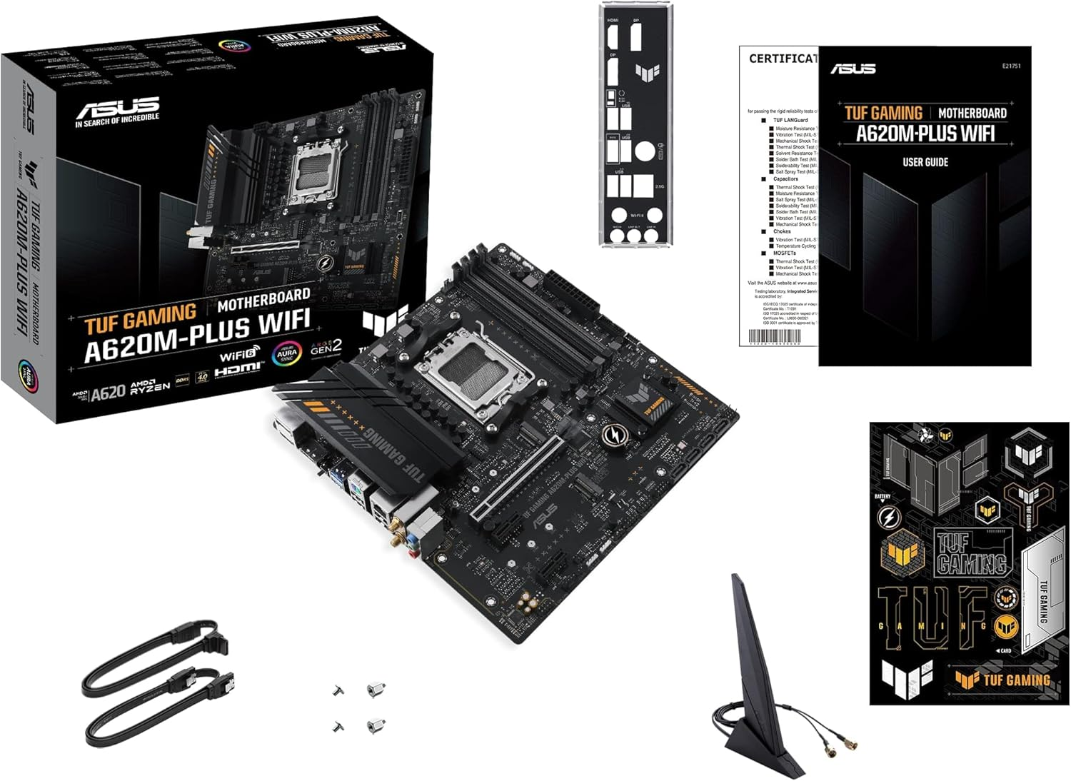 ASUS TUF Gaming A620M-PLUS WIFI AMD A620 Soket AM5 DDR5 6400(OC)MHz mATX Anakart