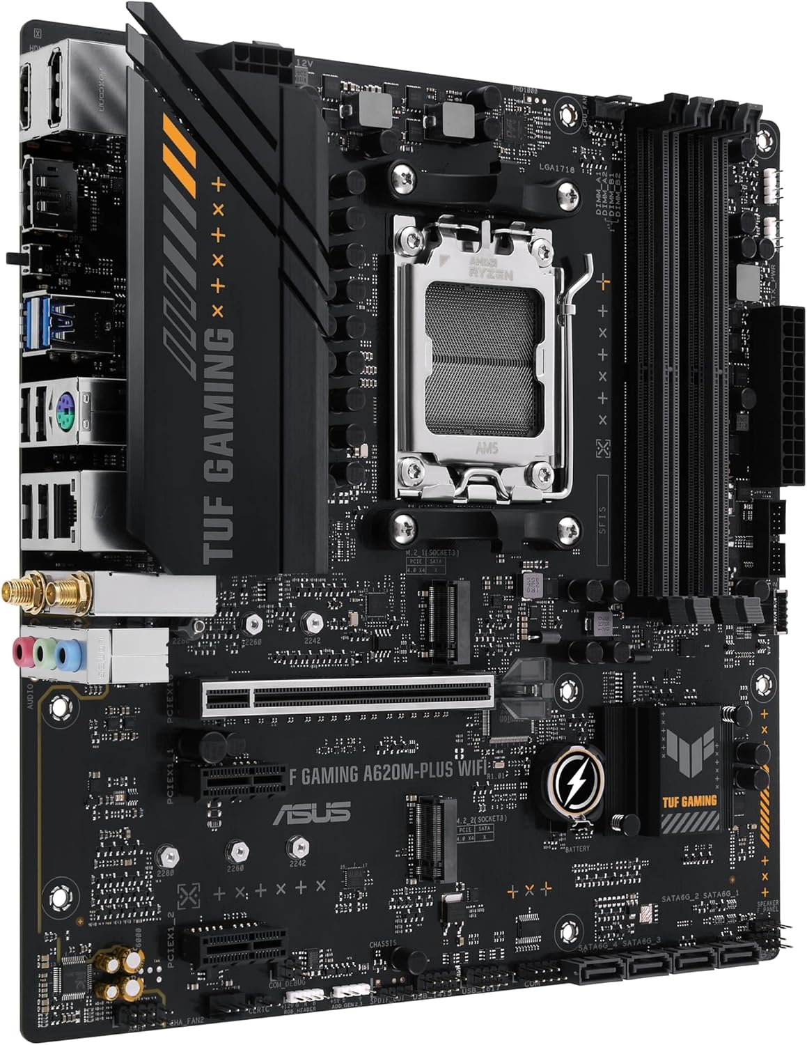 ASUS TUF Gaming A620M-PLUS WIFI AMD A620 Soket AM5 DDR5 6400(OC)MHz mATX Anakart