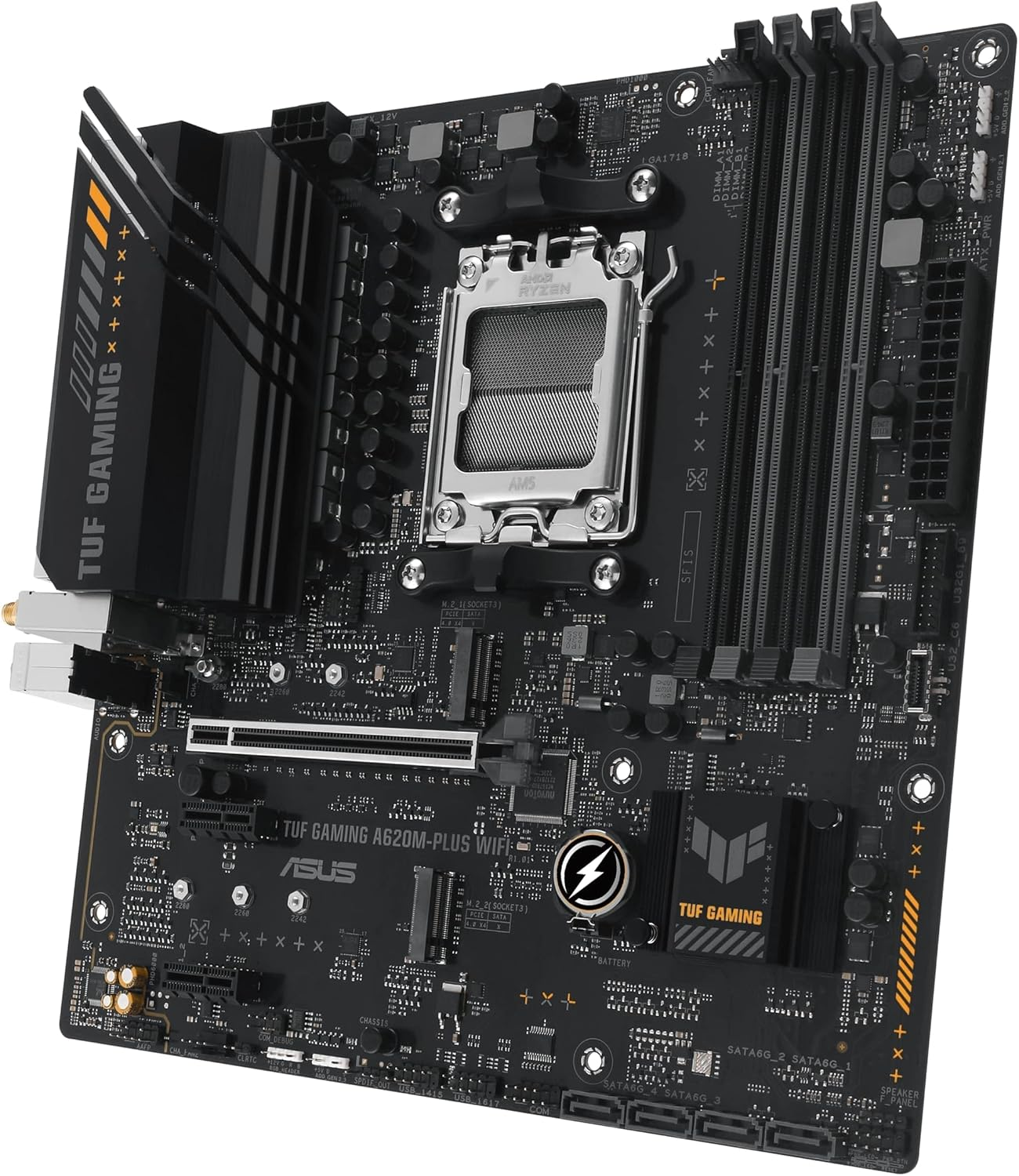 ASUS TUF Gaming A620M-PLUS WIFI AMD A620 Soket AM5 DDR5 6400(OC)MHz mATX Anakart