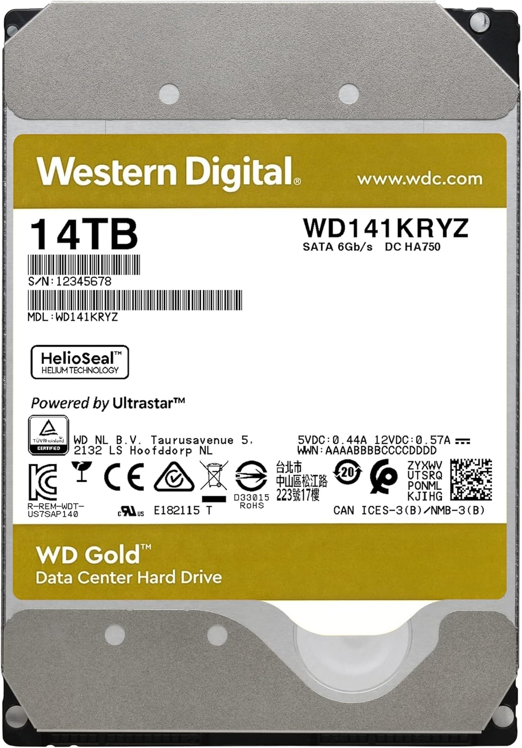 WD Gold Enterprise WD142KRYZ 14TB 3.5″ SATA3 Harddisk