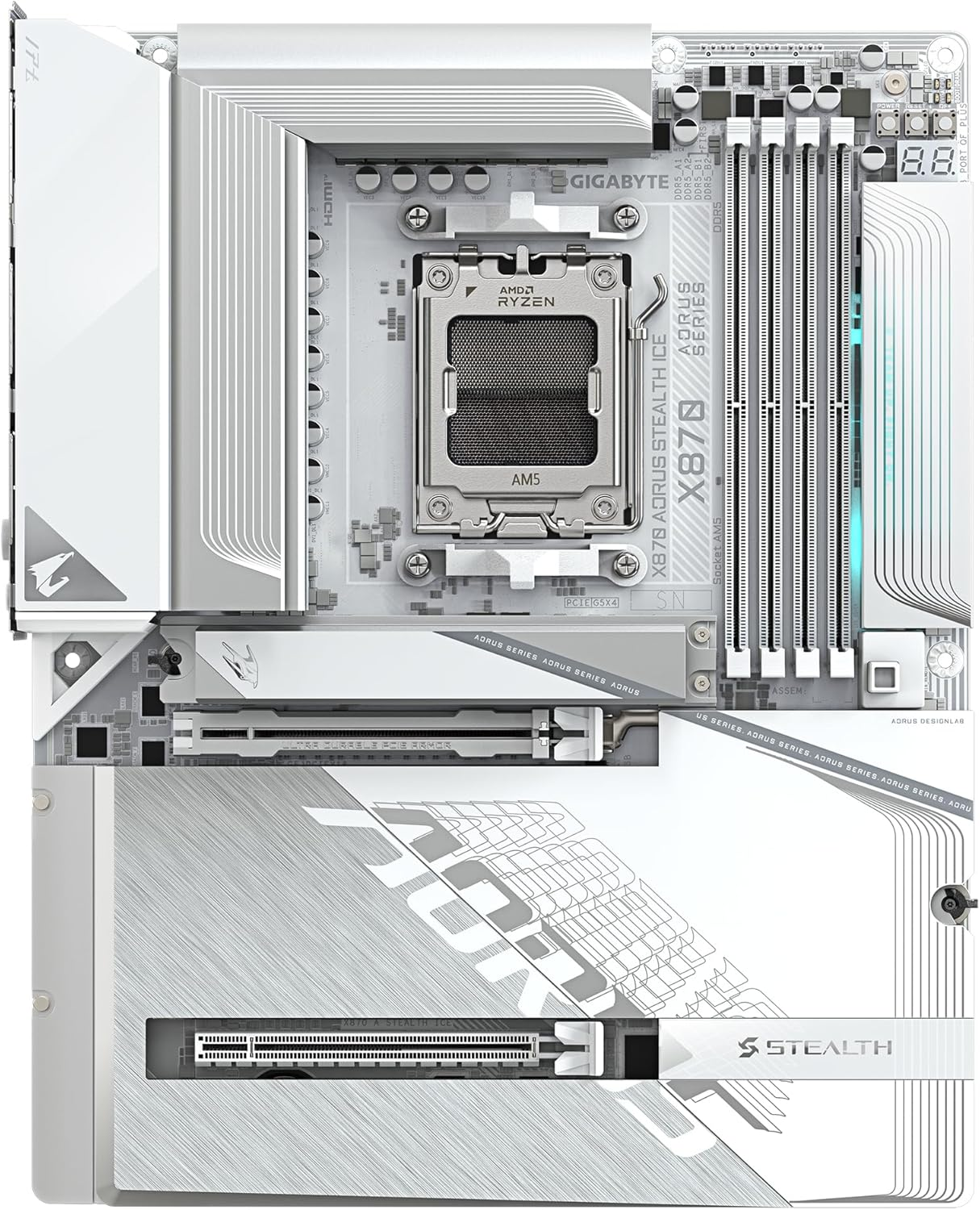 Gigabyte X870 AORUS STEALTH ICE AM5 DDR5 8200MHz (OC) ATX Gaming Anakart