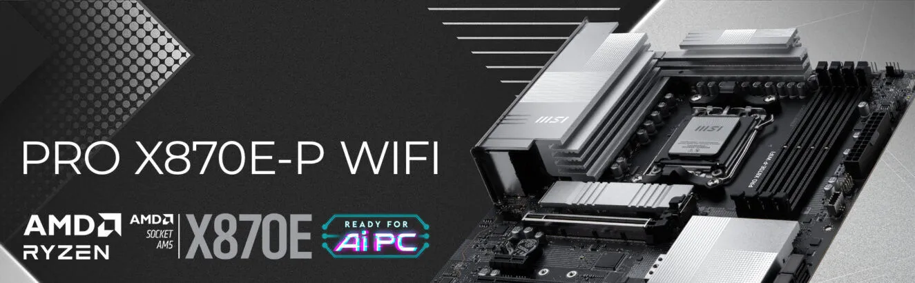 MSI PRO X870E-P WIFI DDR5 AMD X870E AM5 Soket DDR5 8200+(OC)MHz ATX Oyuncu Anakart