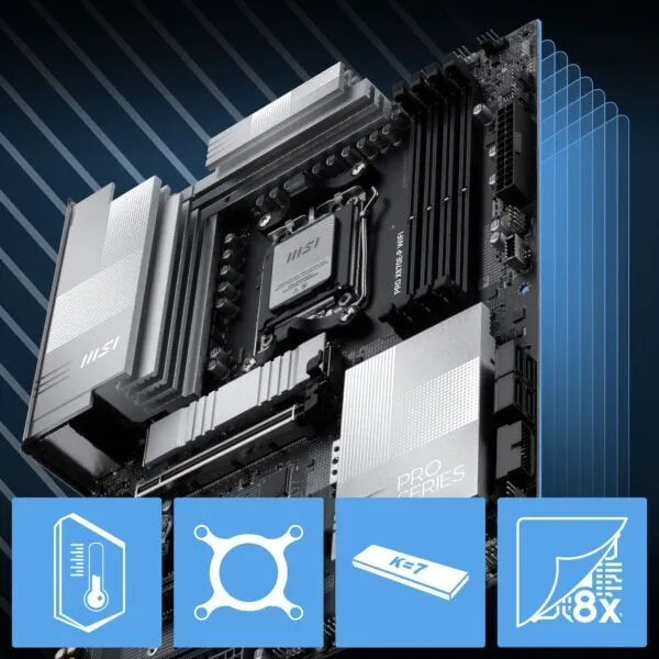 MSI PRO X870E-P WIFI DDR5 AMD X870E AM5 Soket DDR5 8200+(OC)MHz ATX Oyuncu Anakart