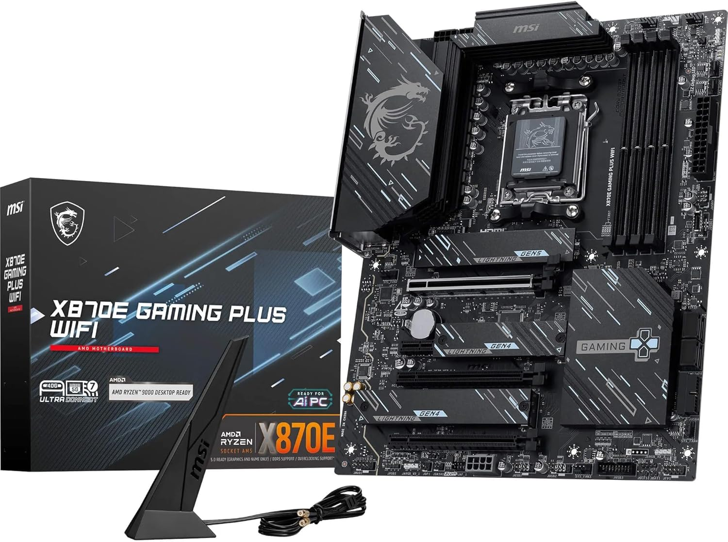 MSI GAMING PLUS X870E WIFI DDR5 AMD X870E AM5 Soket DDR5 8200+(OC)MHz ATX Oyuncu Anakart