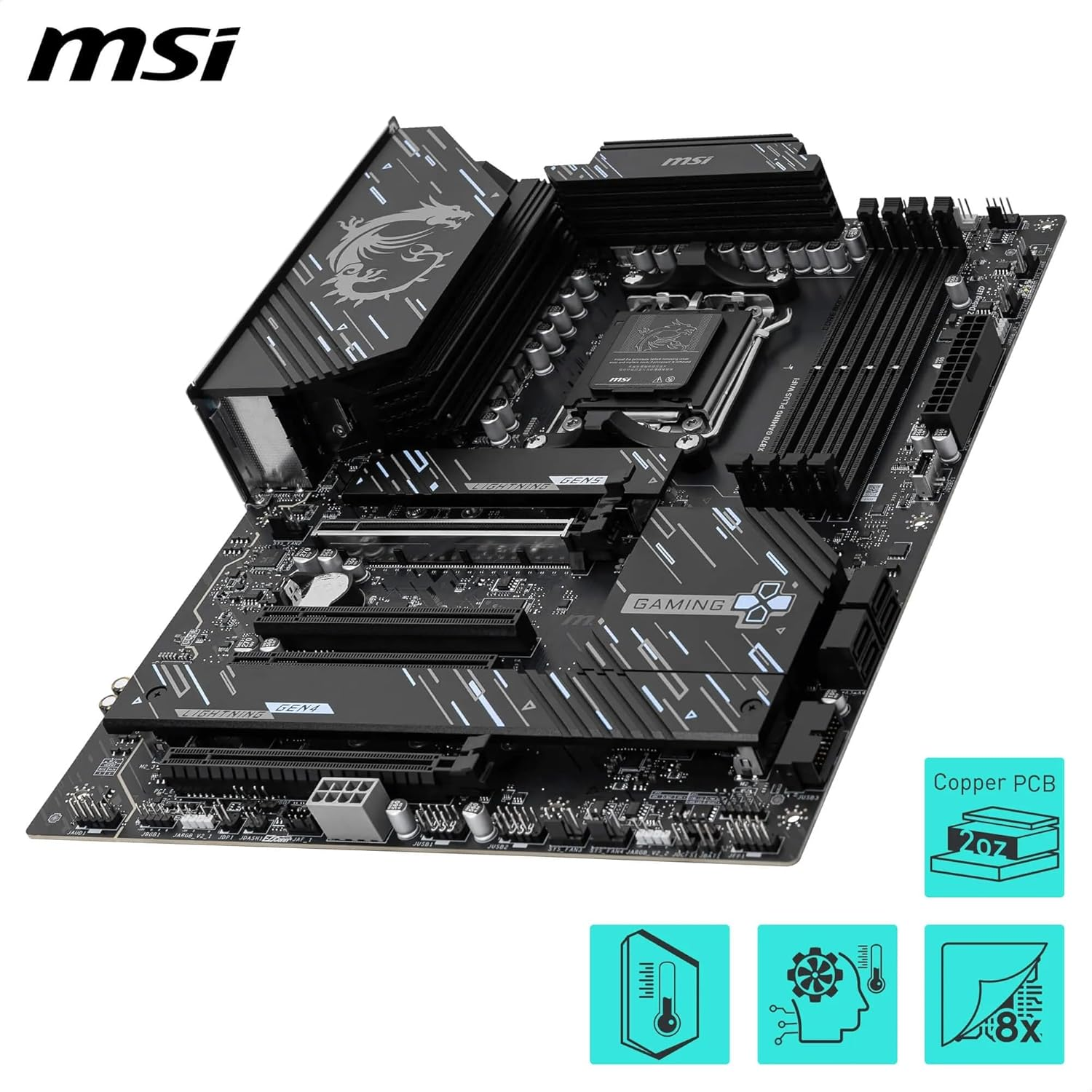 MSI GAMING PLUS X870E WIFI DDR5 AMD X870E AM5 Soket DDR5 8200+(OC)MHz ATX Oyuncu Anakart