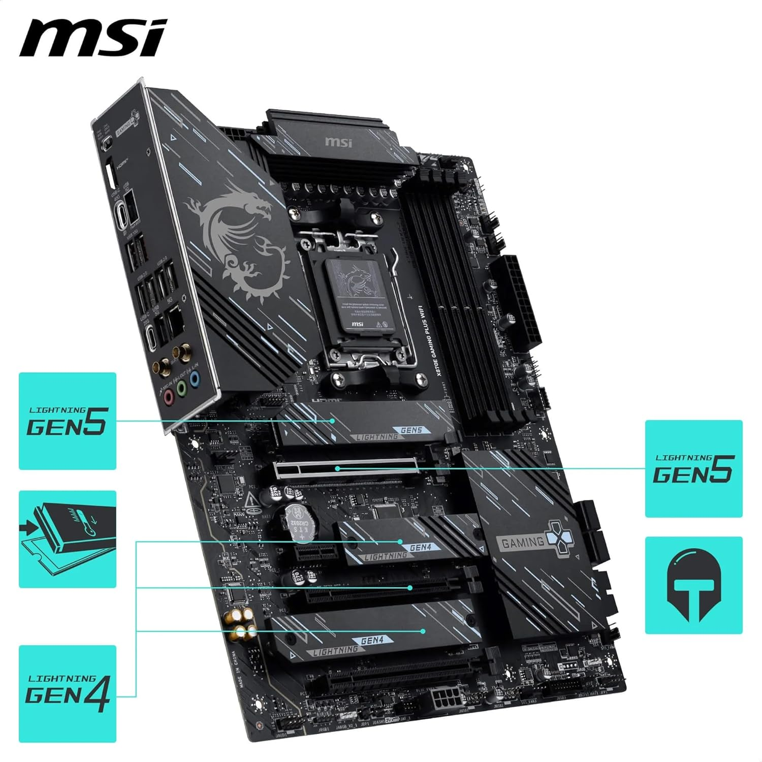 MSI GAMING PLUS X870E WIFI DDR5 AMD X870E AM5 Soket DDR5 8200+(OC)MHz ATX Oyuncu Anakart