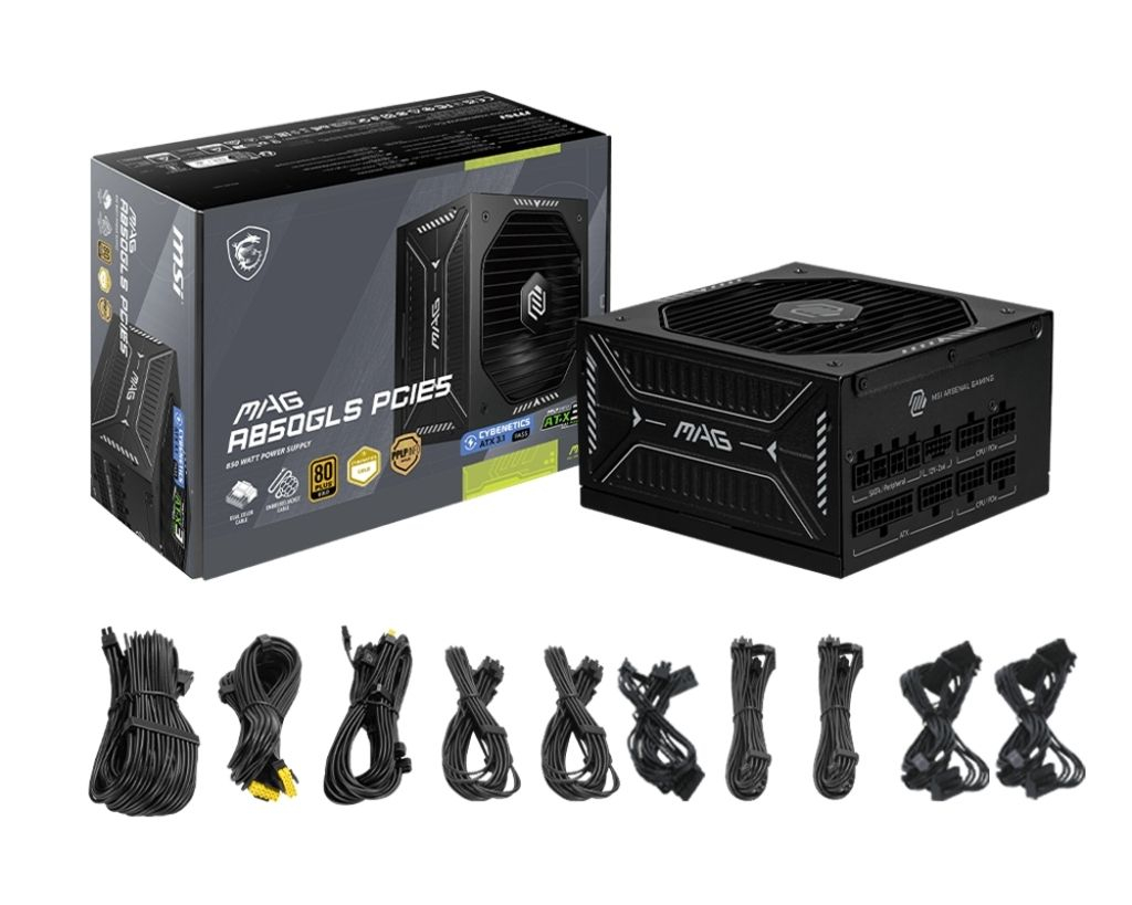 MSI MAG A850GLS PCIE5 Siyah 850W 80+ Gold Full Modüler Power Supply