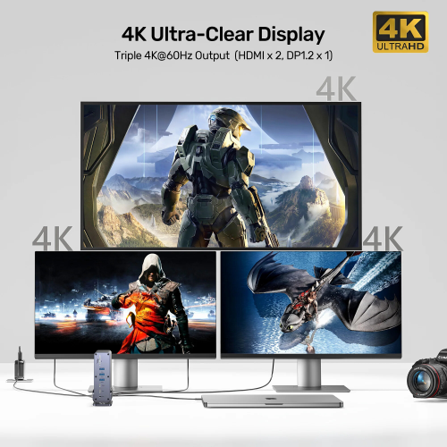 Unitek Universal DisplayLink Üçlü 4K Bağlantı İstasyonu (D1135AGY01)