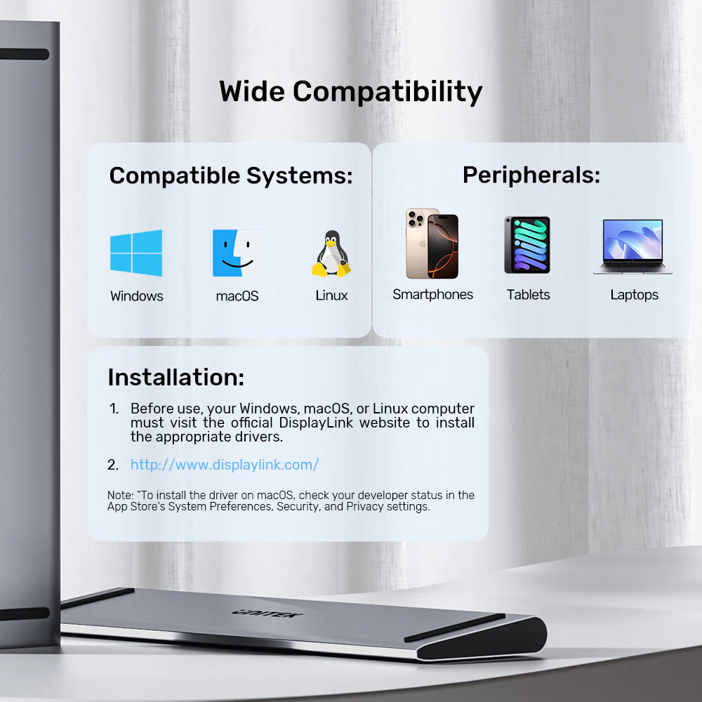 Unitek uHUB11+ USB-C DisplayLink 4K Bağlantı İstasyonu (D1147AGY01)