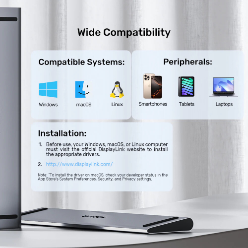 Unitek uHUB11+ USB-C DisplayLink 4K Bağlantı İstasyonu (D1147AGY01)