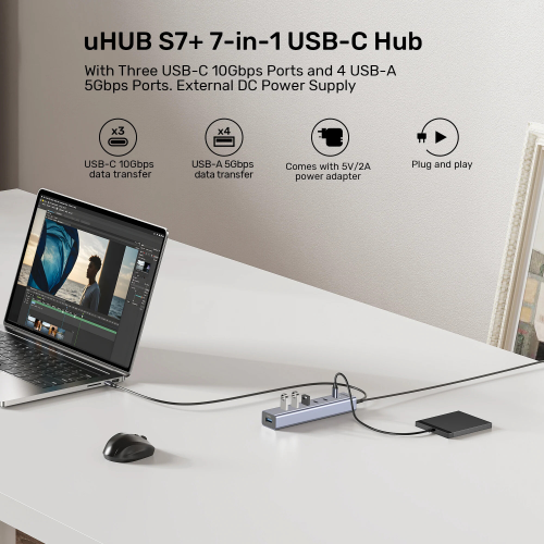 Unitek uHUB S7+ 7`si 1 arada USB-C Hub (H1335AGY01-EU)