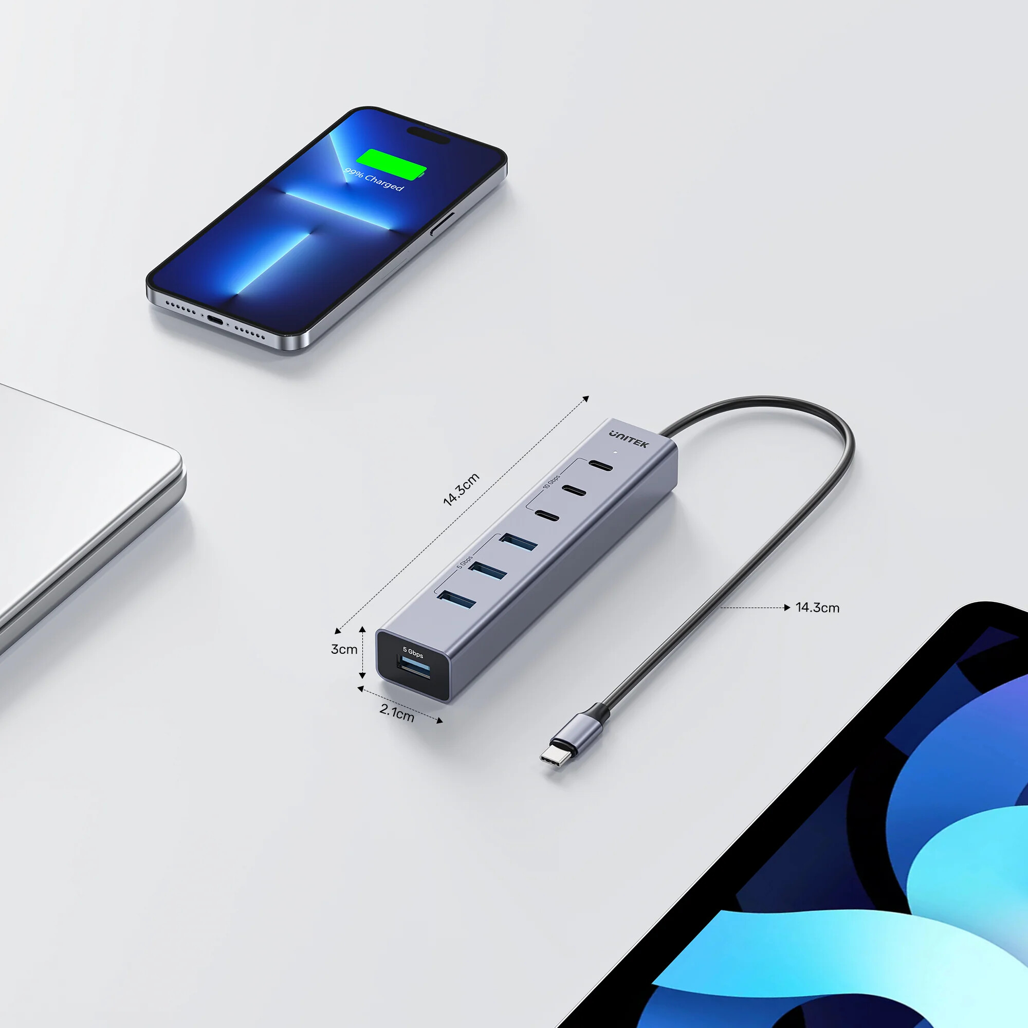 Unitek uHUB S7+ 7`si 1 arada USB-C Hub (H1335AGY01-EU)