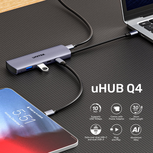Unitek uHUB Q4 4in1 10 Gbps USB-C Hub (H1112DGY01)