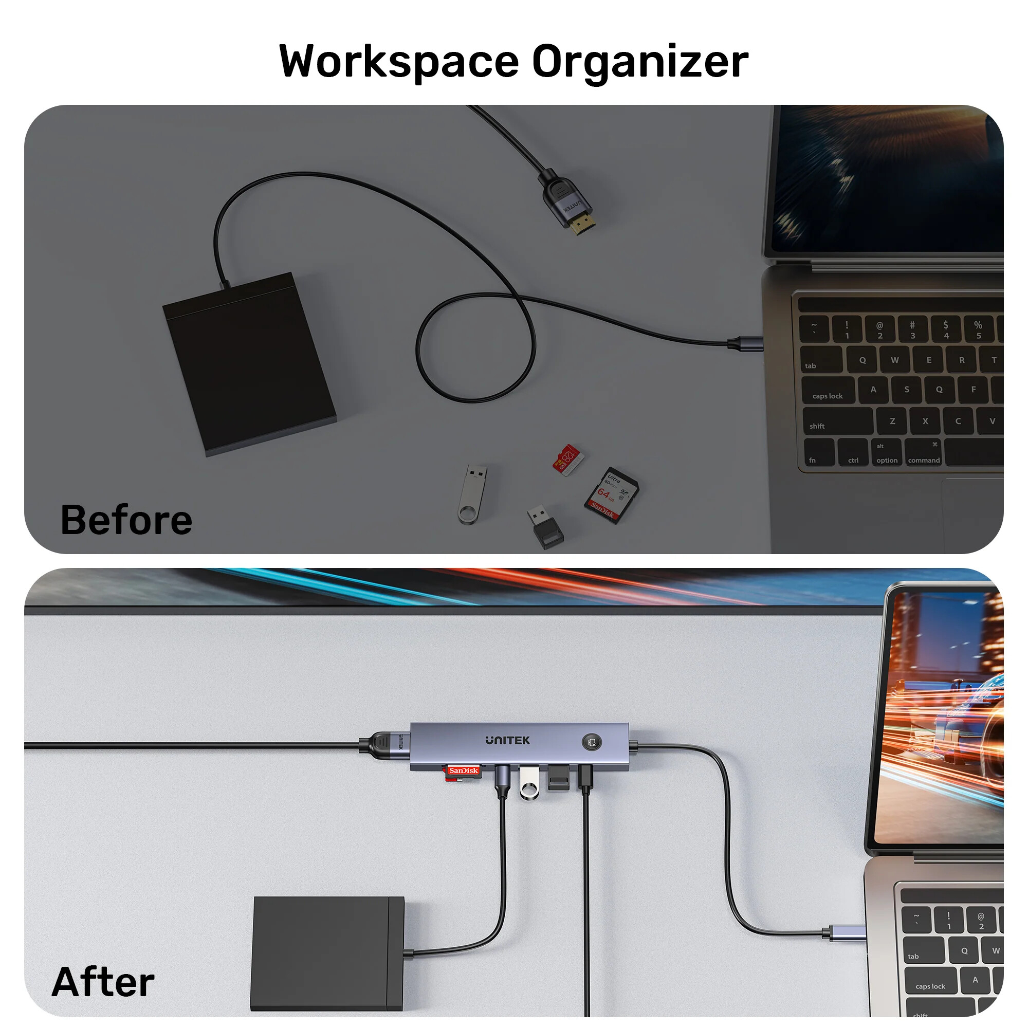 Unitek uHUB S7 Pro 7`si 1 arada 5 Gbps USB-C Hub (H1124AGY01)