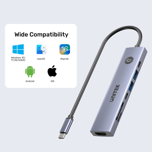 Unitek uHUB S7 Pro 7`si 1 arada 5 Gbps USB-C Hub (H1124AGY01)