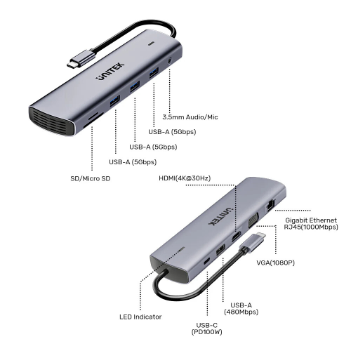 Unitek uHUB U11+ 11 in 1 USB-C Hub (D1113BGY01)