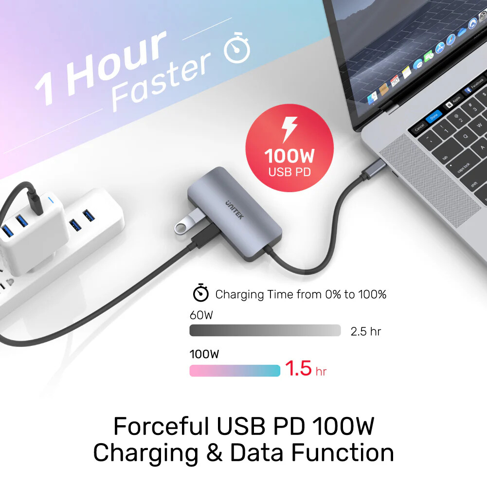 Unitek uHUB P5 Trio 5-in-1 USB-C Hub (D1051A)