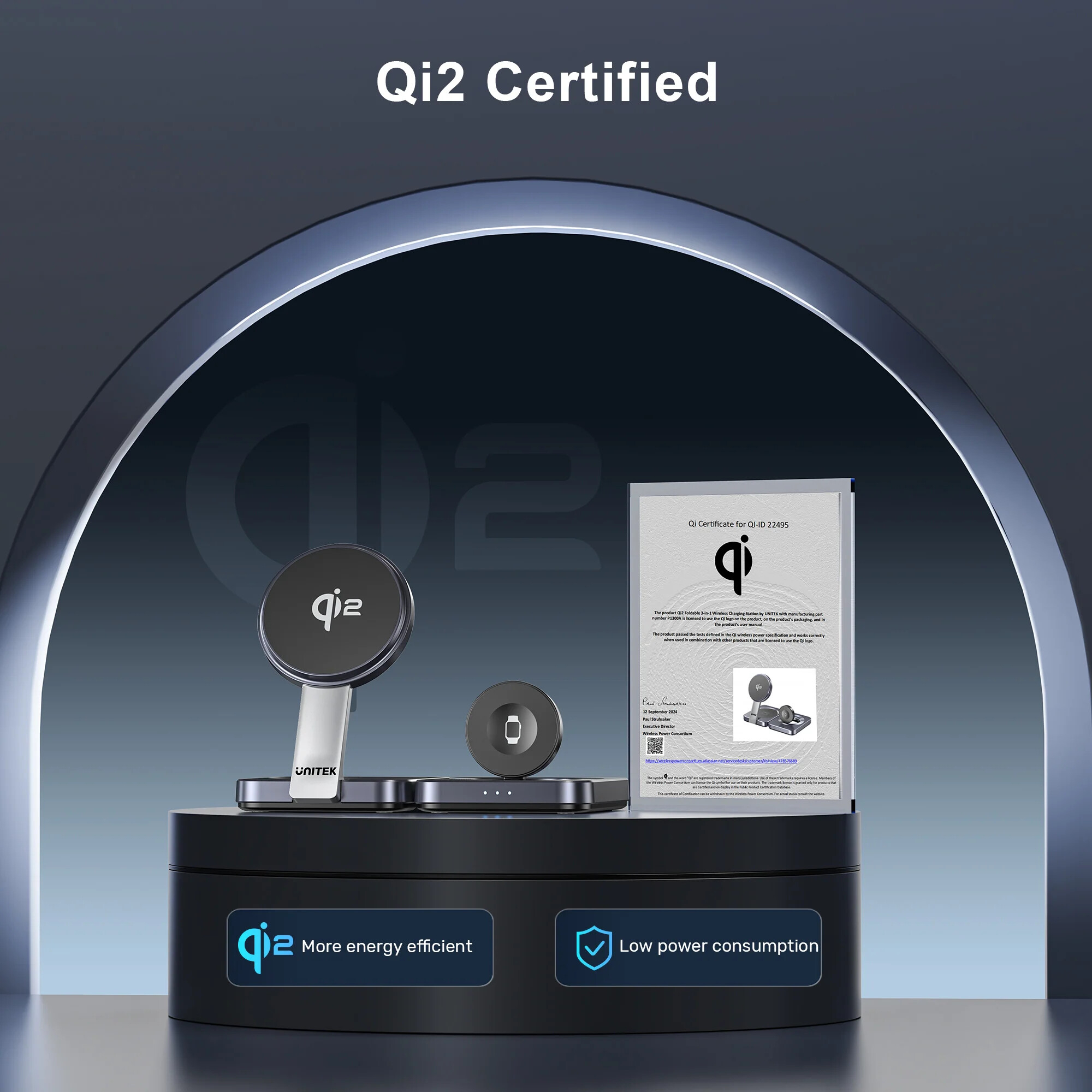 Unitek Qi2 Katlanabilir 3`ü 1 Arada Şarj İstasyonu (P1300AGY01)