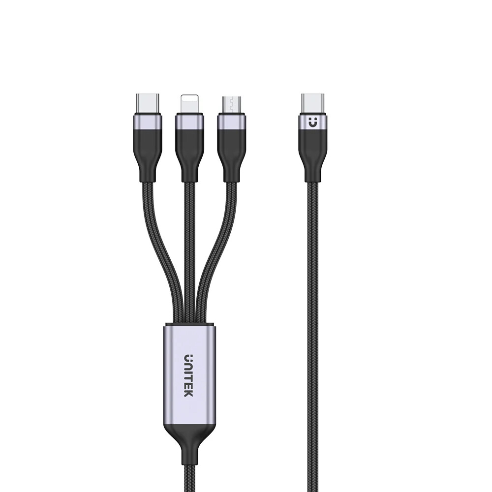 Unitek 3-in-1 USB-C to Lightning / USB-C / Micro USB 1.5M Hızlı Şarj Kablosuı (C14101AGY01-1.5M)