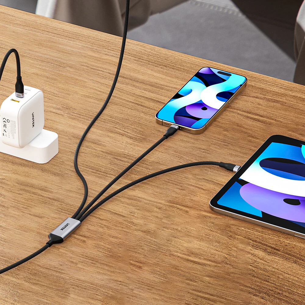 Unitek 3-in-1 USB-C to Lightning / USB-C / Micro USB 1.5M Hızlı Şarj Kablosuı (C14101AGY01-1.5M)