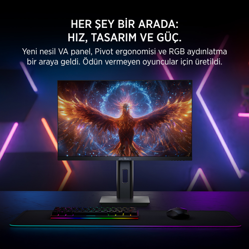 James Donkey Arven A70 27″ 240Hz 0.5Ms FHD VA Panel Gaming RGB Pivot Monitör (Sıfır Ölü Piksel Garantili)