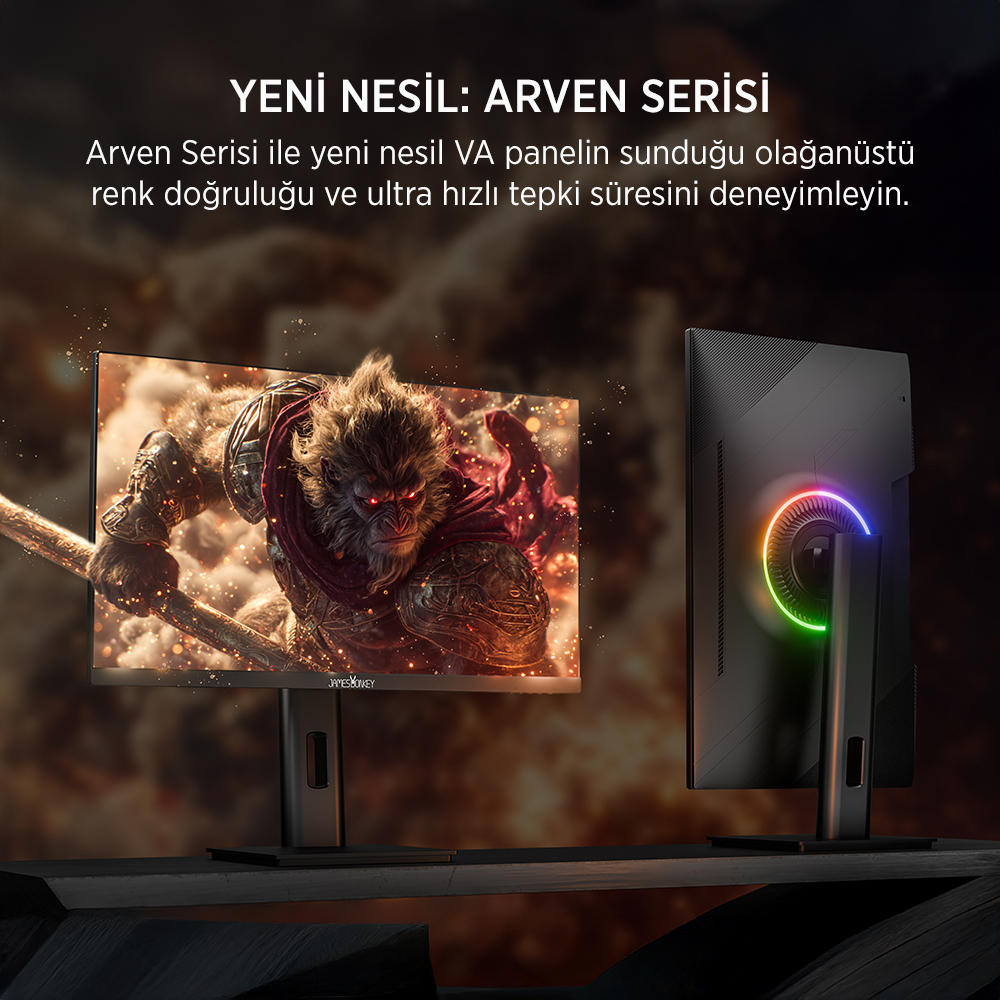 James Donkey Arven A70 27″ 240Hz 0.5Ms FHD VA Panel Gaming RGB Pivot Monitör (Sıfır Ölü Piksel Garantili)