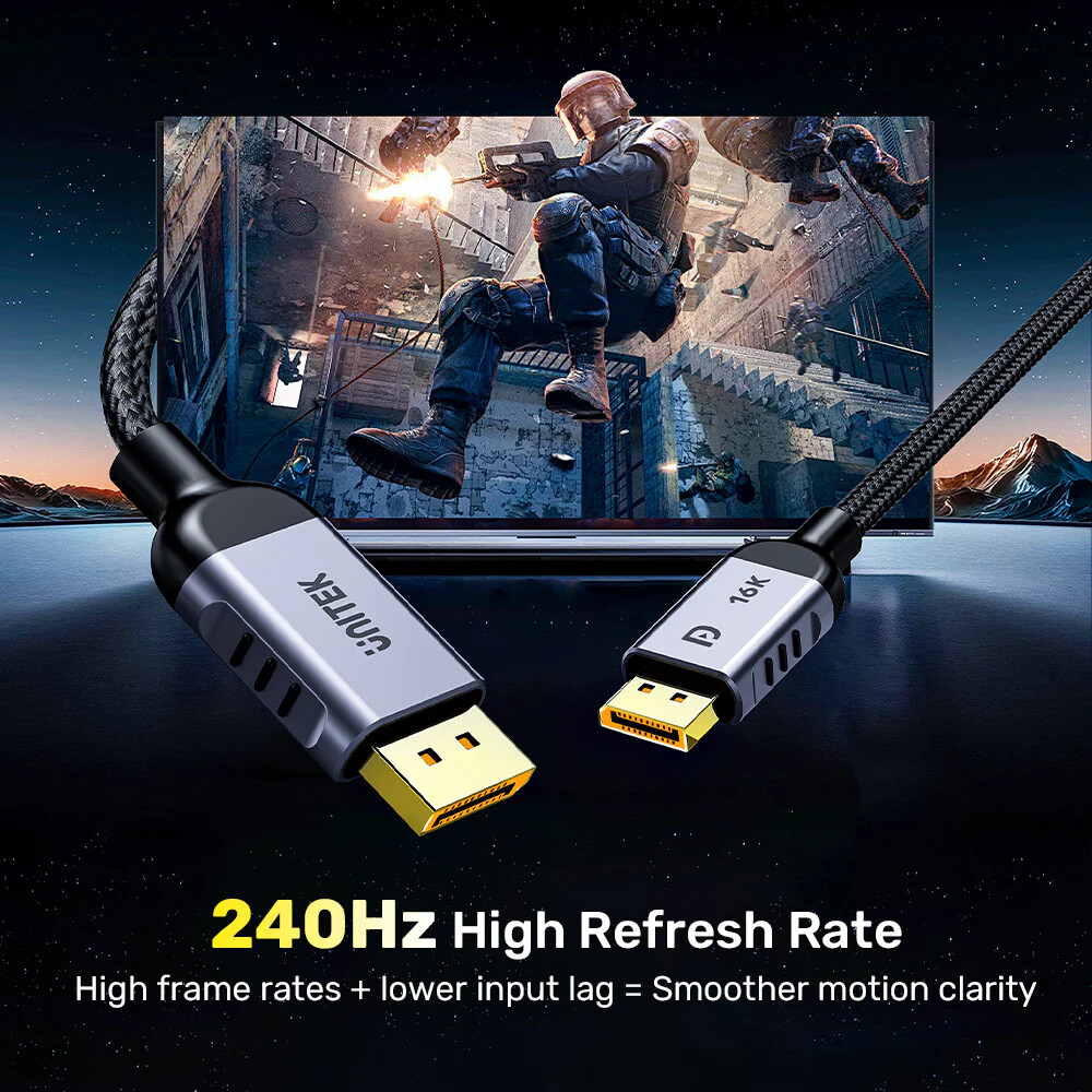 Unitek Gaming 8K@120Hz DisplayPort 2.1 1M Kablo (C1626GY01-1M)