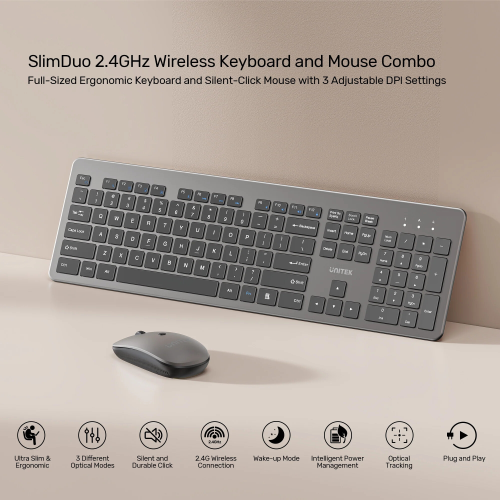 SlimDuo 2.4GHz Kablosuz Klavye Mouse Seti (T054AGY01-US)