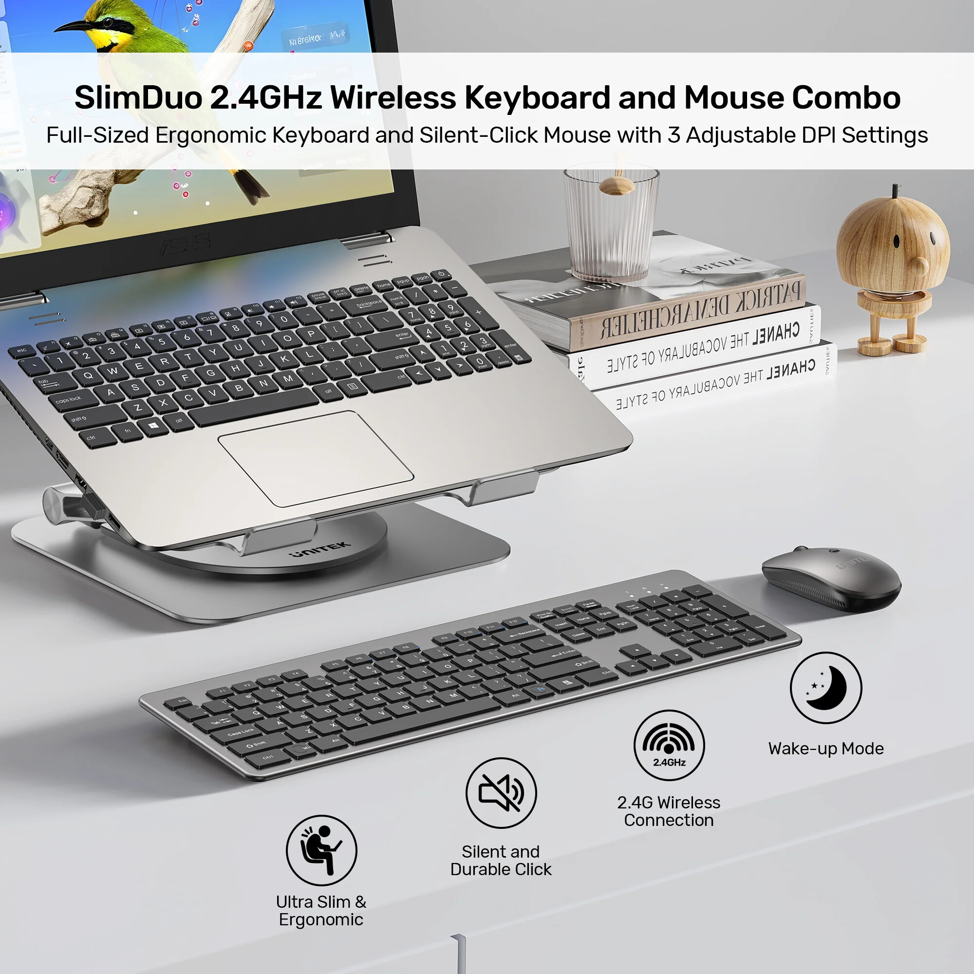 SlimDuo 2.4GHz Kablosuz Klavye Mouse Seti (T054AGY01-US)