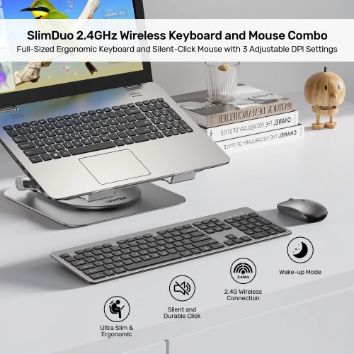 SlimDuo 2.4GHz Kablosuz Klavye Mouse Seti (T054AGY01-US)