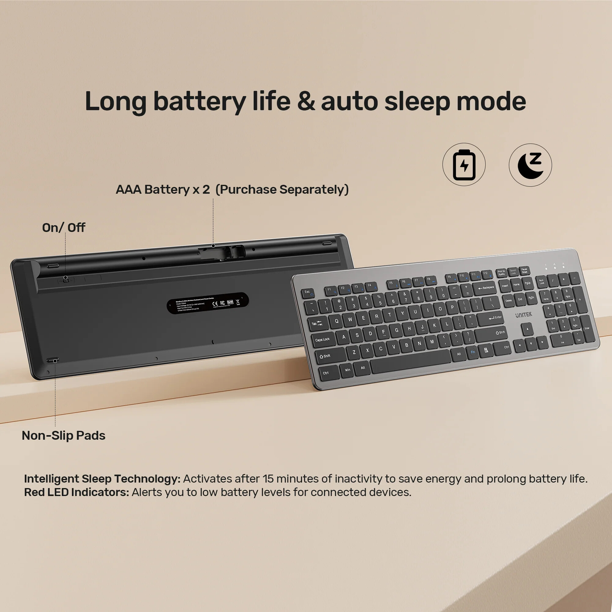 SlimDuo 2.4GHz Kablosuz Klavye Mouse Seti (T054AGY01-US)