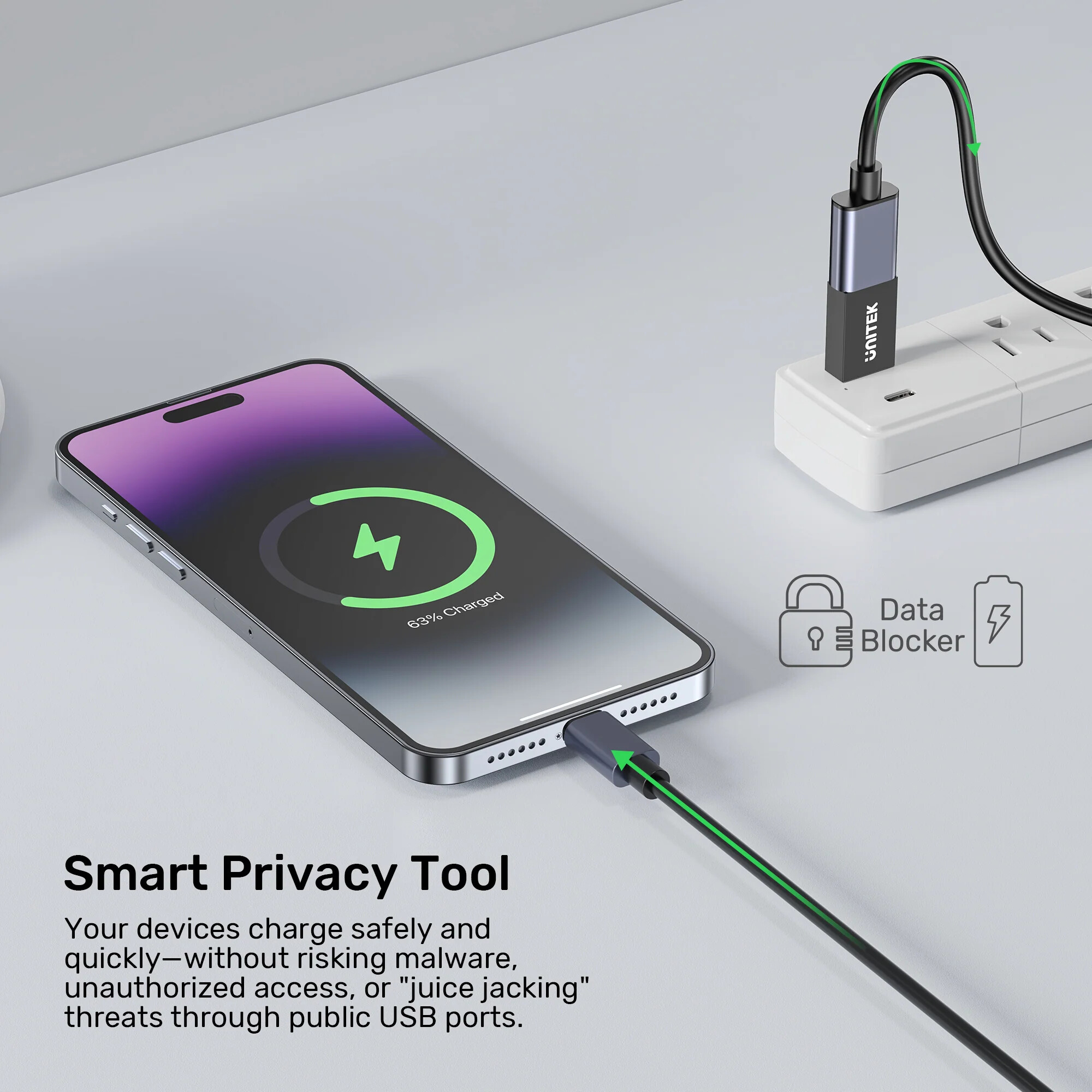 Unitek DataShield USB-A Veri Engelleyici Adaptör (A1056ABK01)