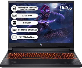 ACER NITRO V16 NH.QRUEY.005 - R7 8845HS 16GB 1TB SSD RTX4060 DOS 16″ WUXGA 165HZ GAMİNG NOTEBOOK