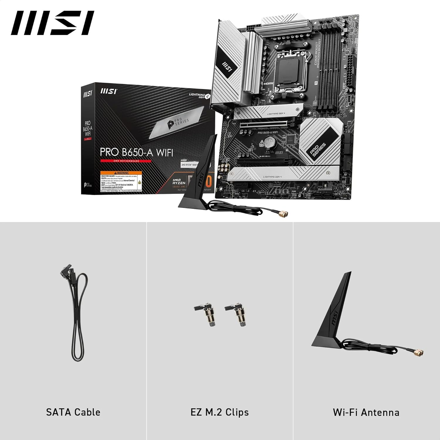 MSI PRO B650-A WIFI DDR5 AMD B650 AM5 Soket DDR5 7600+(OC)MHz ATX Oyuncu Anakart
