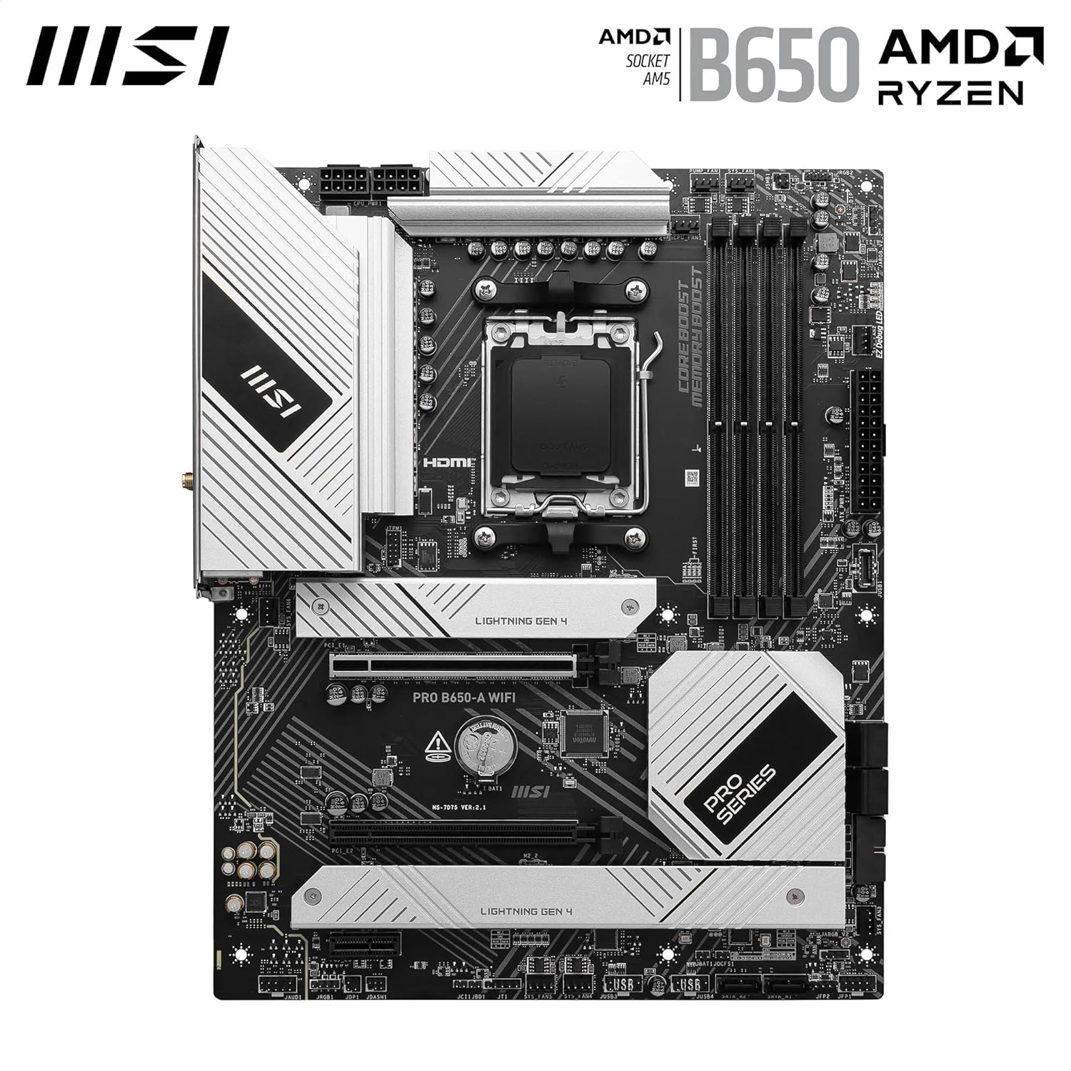 MSI PRO B650-A WIFI DDR5 AMD B650 AM5 Soket DDR5 7600+(OC)MHz ATX Oyuncu Anakart
