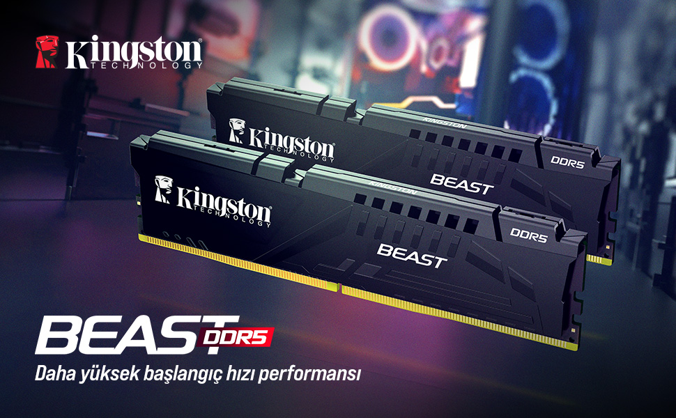 Kingston Beast KF556C36BBEK2-32TR 32GB (2x16) DDR5 5600Mhz CL36 Siyah Gaming RAM