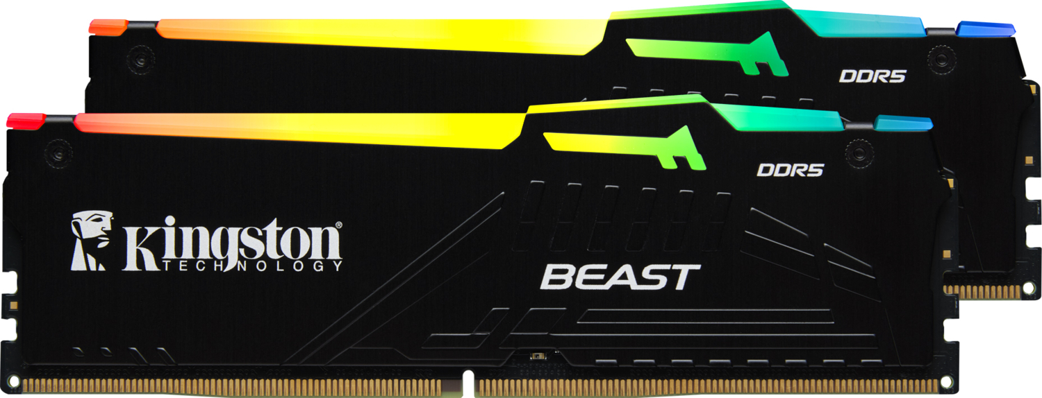 Kingston Beast KF564C32BBEAK2-64TR RGB 64GB (2x32) DDR5 6400Mhz CL32 Siyah Gaming RAM (Bellek)