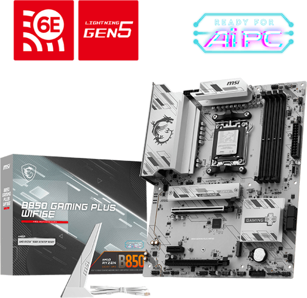 MSI B850M GAMING PLUS WIFI6E DDR5 AMD B850 AM5 Soket DDR5 8200+(OC)MHz mATX Anakart