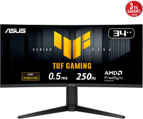 ASUS TUF Gaming VG34WQML5A 34″ 250Hz 0.5Ms UWQHD Adaptive Sync VA Curved Gaming Monitör