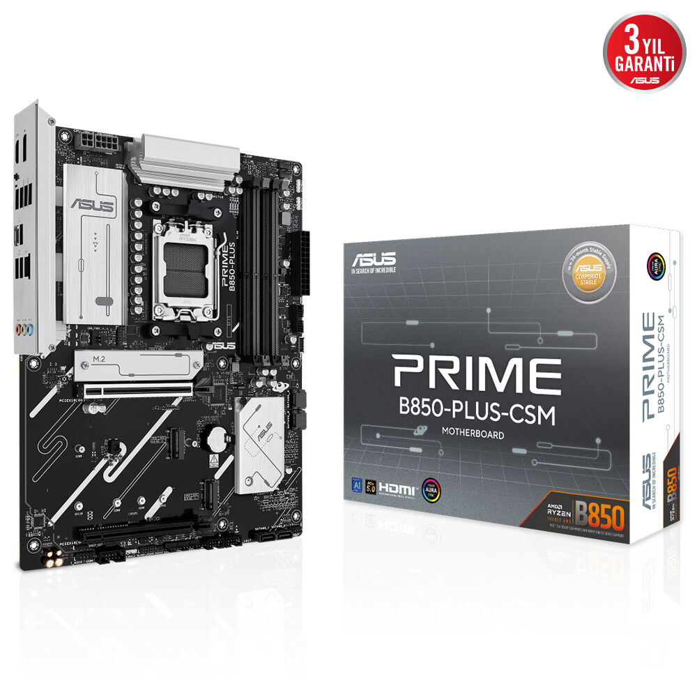 ASUS B850-PLUS-CSM AMD B850 Soket AM5 DDR5 8000+(OC)MHz mATX Gaming (Oyuncu) Anakart