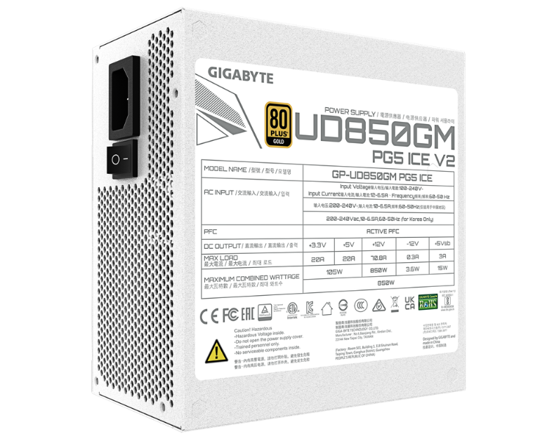GIGABYTE GP-UD850GM PG5 ICE V2 850W 80+ Gold Güç Kaynağı